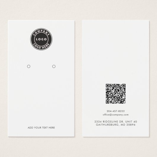 Add Business Logo and QR Code Earring Display Card (正面&裏面)