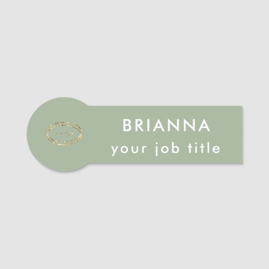 Add Business Logo Modern Sage Green Professional 名札 (正面)