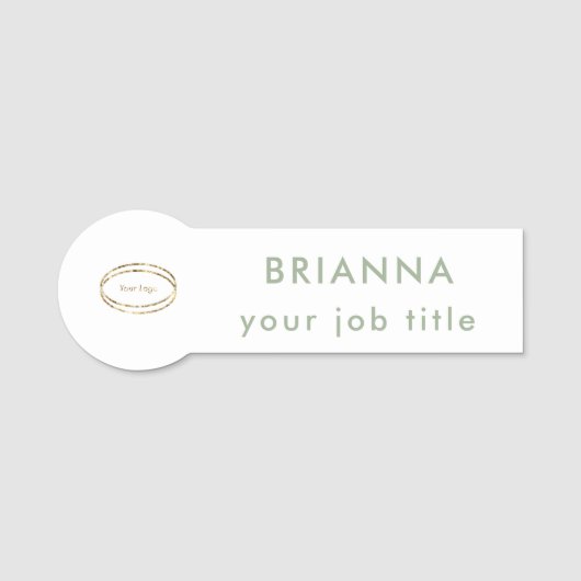 Add Business Logo Modern Sage Green Professional 名札 (正面)