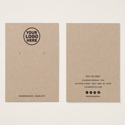 Add Custom Logo Kraft Earring Display Holder (正面&裏面)