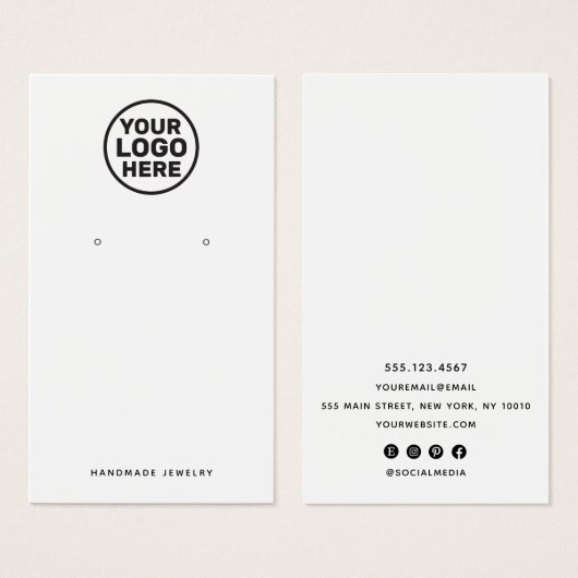 Add Custom Logo White Earring Display Holder (正面&裏面)