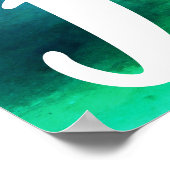 Add Family's Name Emerald Greenery Watercolor ポスター (角)