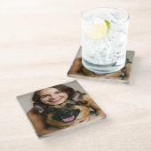 Add German Shepherd Photo Personalize ガラスコースター (アングル)