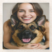 Add German Shepherd Photo Personalize ガラスコースター (正面)