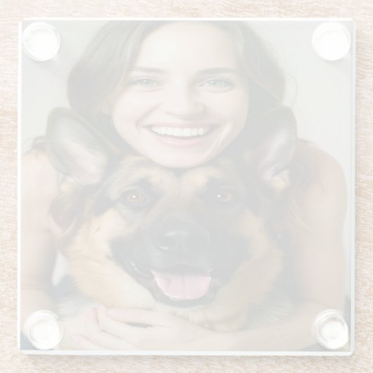 Add German Shepherd Photo Personalize ガラスコースター (裏面)