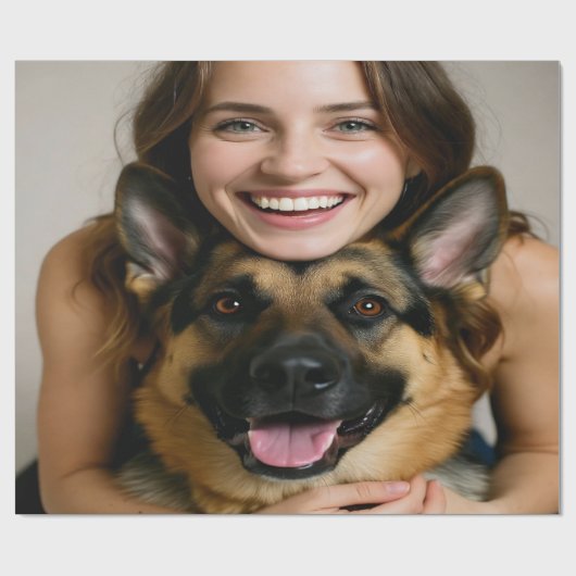 Add German Shepherd Photo Personalize ラッピングペーパー (フラット)