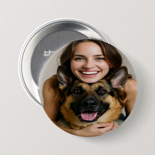 Add German Shepherd Photo Personalize 缶バッジ (正面&裏面)