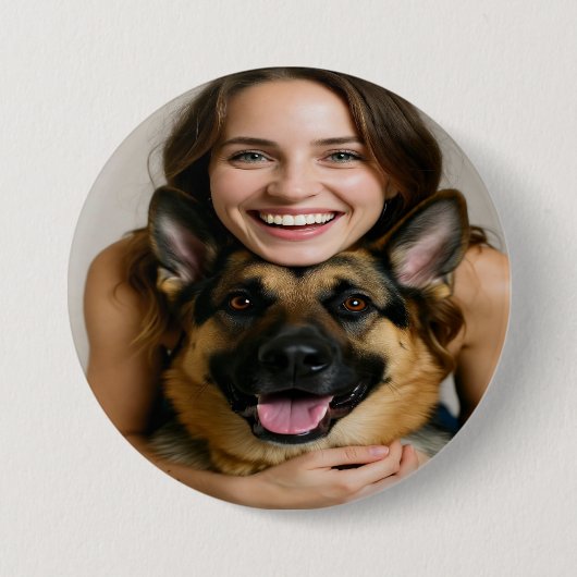 Add German Shepherd Photo Personalize 缶バッジ (正面)
