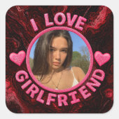 Add Girlfriend photo Gift Birthday Anniversary  スクエアシール (正面)