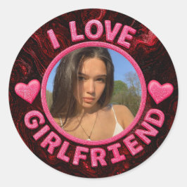 Add Girlfriend photo Gift Birthday Anniversary ラウンドシール