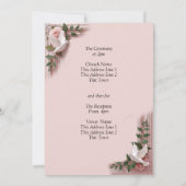 Add Guest Name Pink Roses & Doves Wedding 招待状 (裏面)