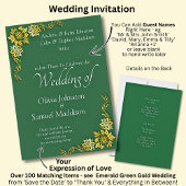 Add Guest Name Purple Emerald Green & Gold Wedding 招待状
