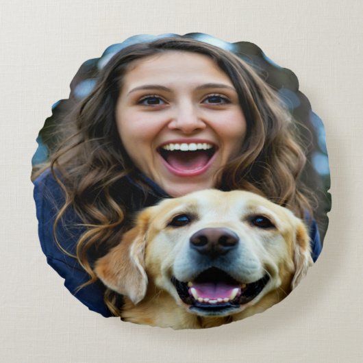 Add Labrador Retriever Photo Personalize ラウンドクッション (正面)