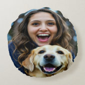 Add Labrador Retriever Photo Personalize ラウンドクッション (裏面)