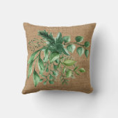 ADD LETTER - Monogram Greenery Burlap Printed クッション (裏面)