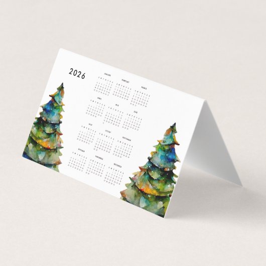 Add Logo Custom Text Christmas Tree 2026 Calendar 名刺 (裏面)