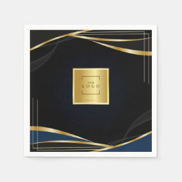 Add logo  Gold and Black corporate event  スタンダードカクテルナプキン