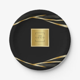 Add logo Gold and Black corporate event  ペーパープレート