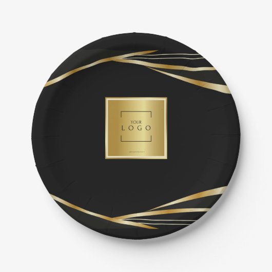 Add logo Gold and Black corporate event  ペーパープレート (正面)