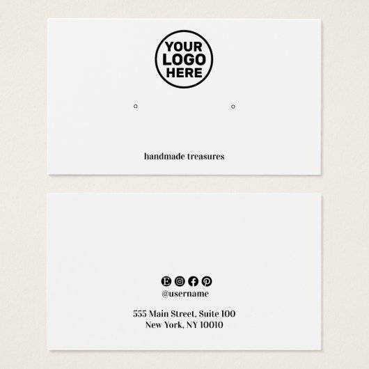 Add Logo Plain White Earring Display (正面&裏面)