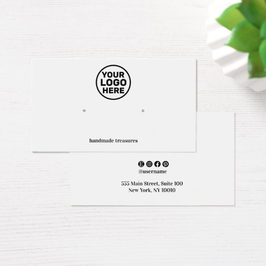 Add Logo Plain White Earring Display (デスク)