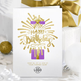Add Logo Purple Gift金ゴールドFireworks Group誕生日 カード