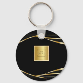Add logo QR Code Gold and Black corporate event  キーホルダー