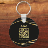 Add logo QR Code Gold and Black corporate event  キーホルダー (裏面)