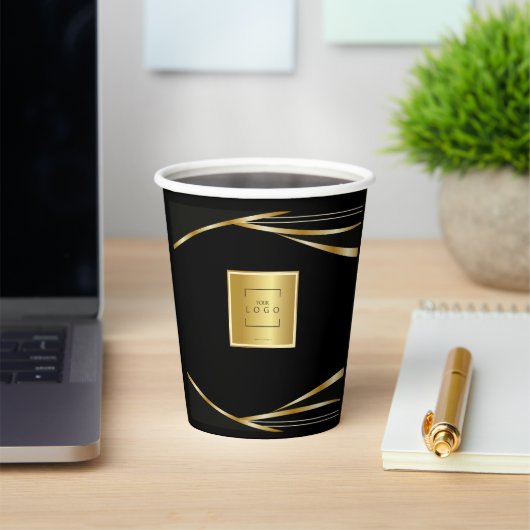 Add logo QR Code Gold and Black corporate event  紙コップ (インサイチュ)