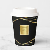 Add logo QR Code Gold and Black corporate event  紙コップ (正面)