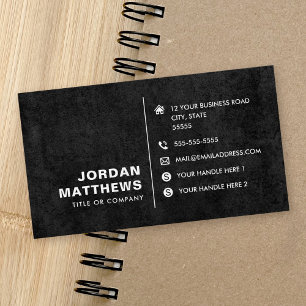 Add logo social media icons dark business cards 