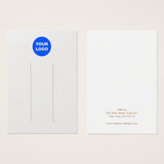 Add Logo White Leather  Hair Clip Display (正面&裏面)