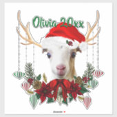ADD NAME – 愛らしいクリスマスラマンチャヤギの子 シール (シート)