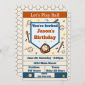 Add Name - Baseball Birthday Invitation for Boys (正面/裏面)