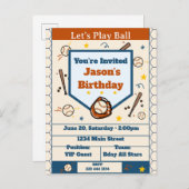 Add Name - Baseball Birthday Invitation for Boys インビテーションポストカード (正面/裏面)