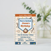 Add Name - Baseball Birthday Invitation for Boys インビテーションポストカード (スタンド正面)