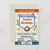 Add Name - Baseball Birthday Invitation for Boys 招待状 (正面/裏面)