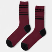 Add Name Black Stripes on Dark Red Socks ソックス (左)