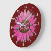 Add Name Change文字She Shed Pink Sunflower      ラージ壁時計 (傾斜)