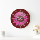 Add Name Change文字She Shed Pink Sunflower      ラージ壁時計 (ホーム)