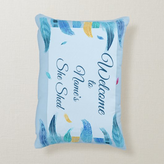 Add Name Edit文字Boho Blue Breges     アクセントクッション (裏面(縦))