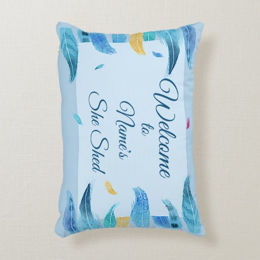 Add Name Edit文字Boho Blue Breges アクセントクッション (正面(垂直))