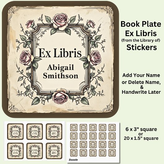 Add Name Ex Libris Vintage Book スクエアシール