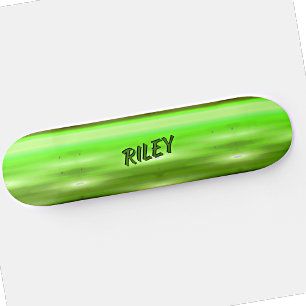 Add Name Initials Light Green Brushed Metal Effect スケートボード