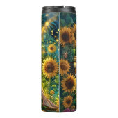 Add Name, Lady Reading in Glow with Sunflowers  タンブラー (裏面)