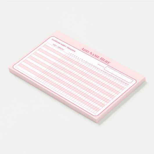 Add Name Pink Monthly Habit Tracker Sticky Notes ポストイット (アングル)
