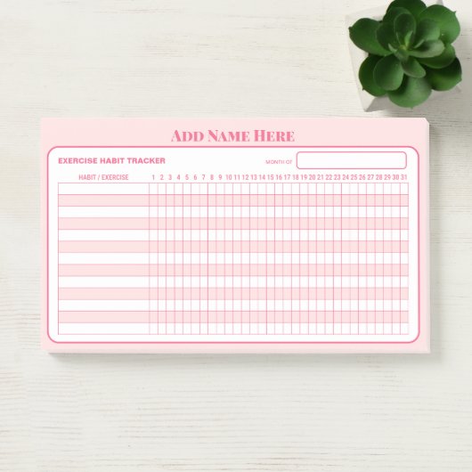 Add Name Pink Monthly Habit Tracker Sticky Notes ポストイット (オフィス)