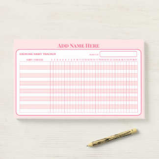 Add Name Pink Monthly Habit Tracker Sticky Notes ポストイット