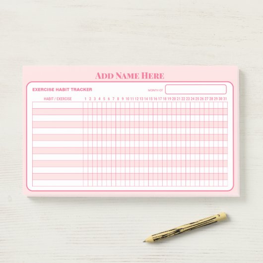 Add Name Pink Monthly Habit Tracker Sticky Notes ポストイット (デスク)
