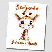 Add Name Text, Baby Giraffe African Nursery        ポスター